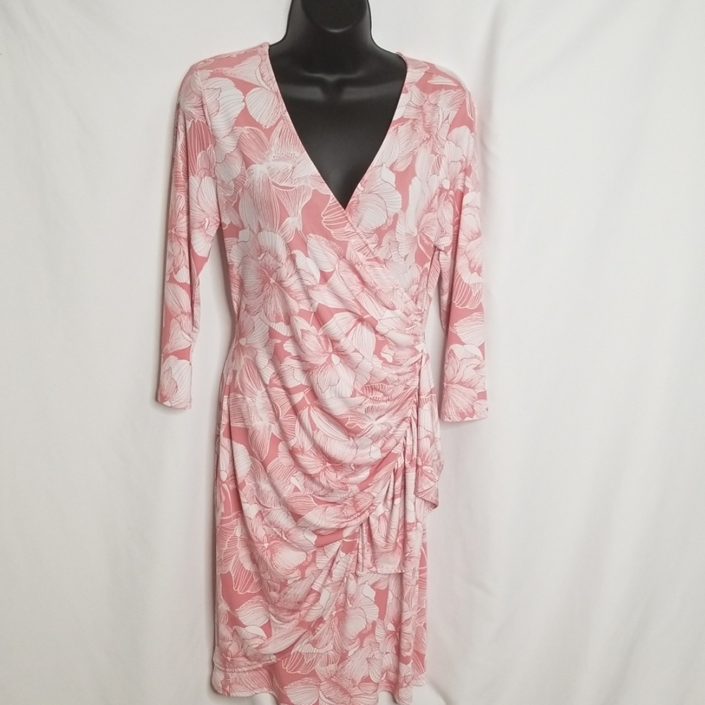 New york & co. Floral faux wrap midi dress.